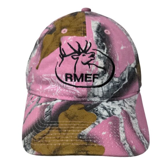RMEF Strapback Hat Pink Camouflage OSFM Adjustable Embroidered Outdoor Cap - Picture 1 of 7